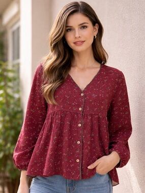 Boho Floral Layered Top/Cardigan – One Size